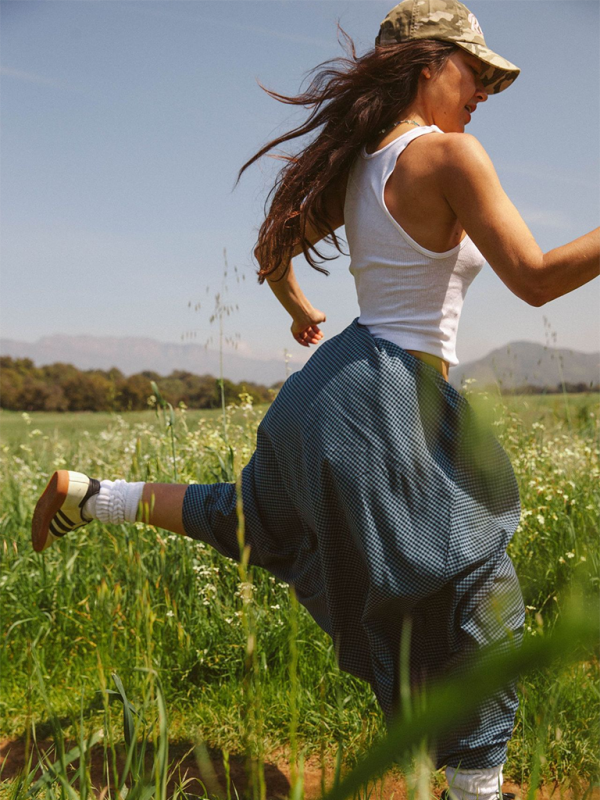 Plaid long skirt