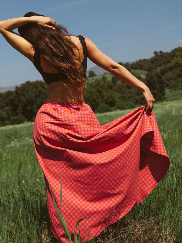 Plaid long skirt