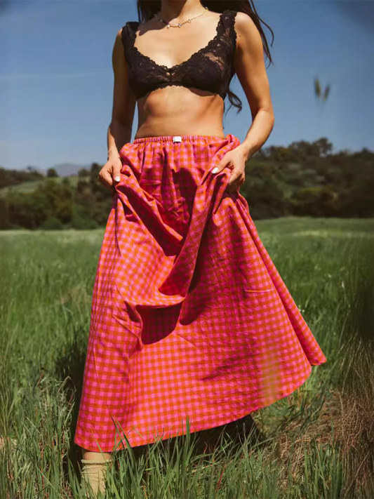 Plaid long skirt