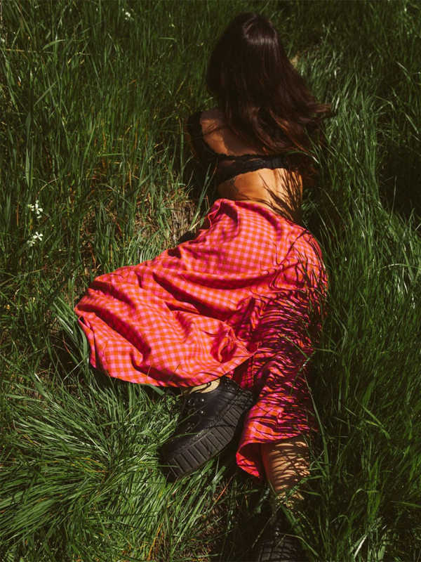 Plaid long skirt