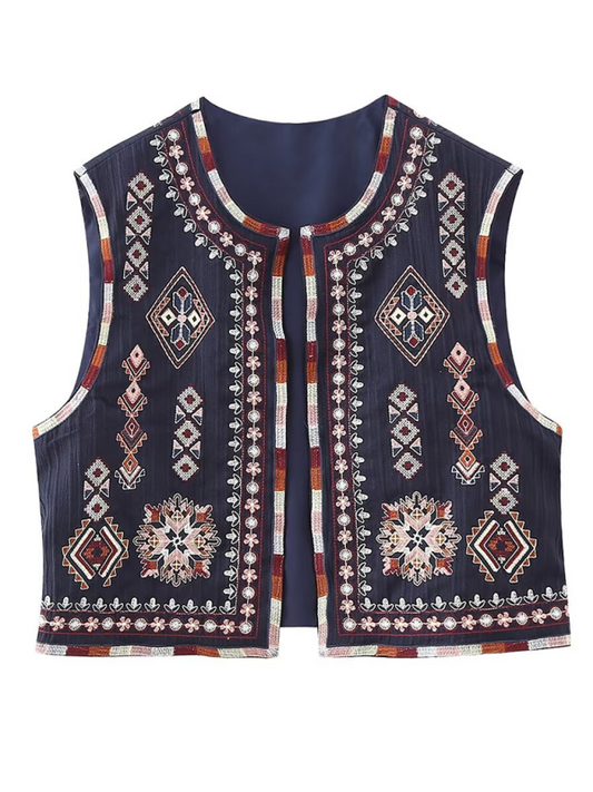 Casual ethnic open vest