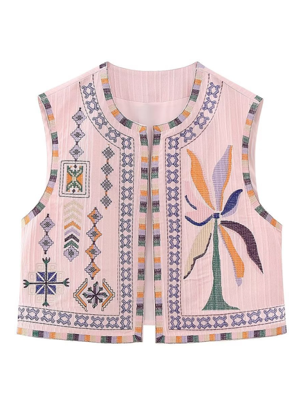 Casual ethnic open vest