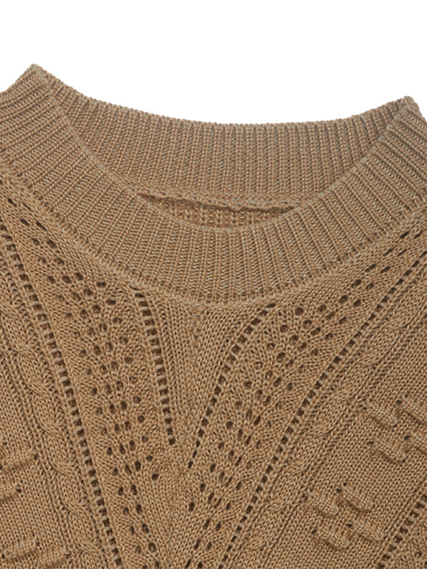 Round neck jacquard sweater