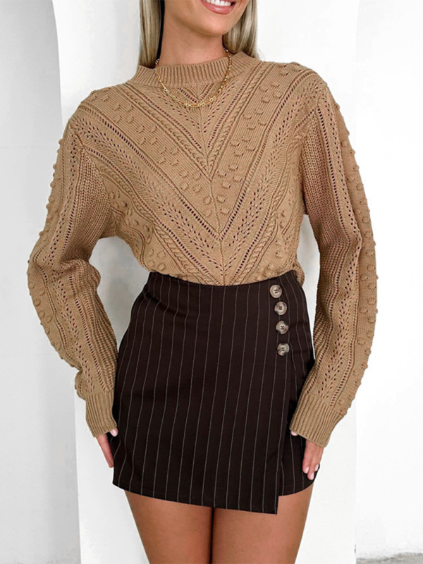 Round neck jacquard sweater