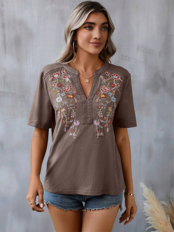 Embroided stitching lace top