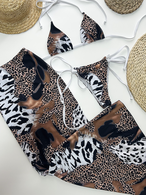 Leopard bikini three piece set