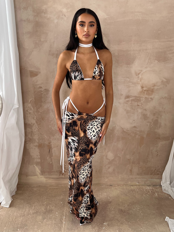 Leopard bikini three piece set