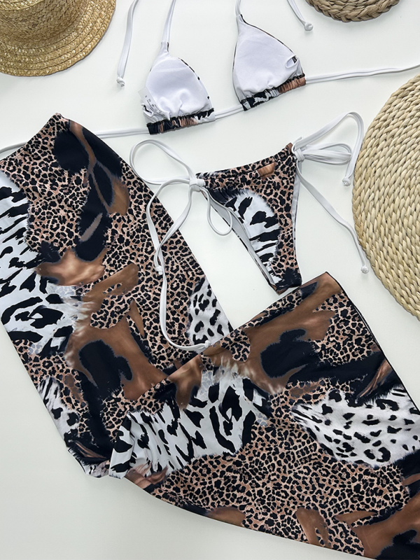 Leopard bikini three piece set