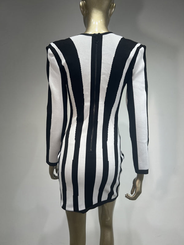 Striped Bandage Party Dress