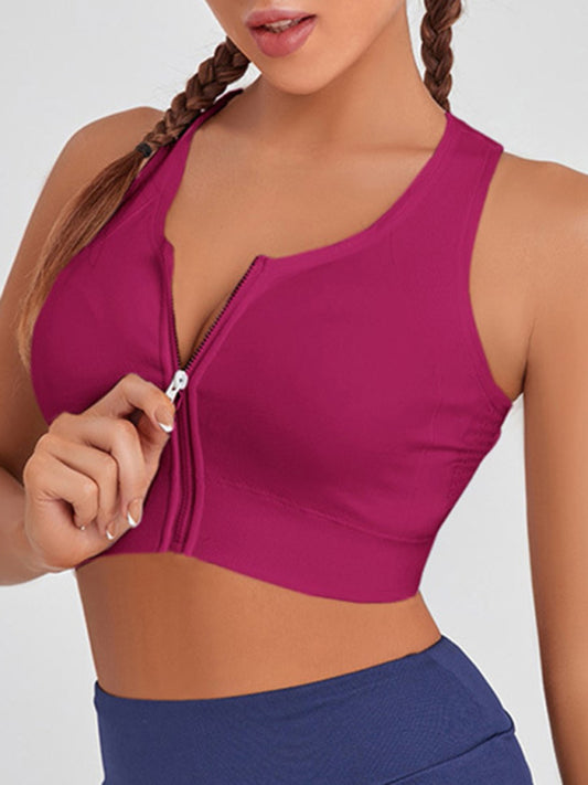 Front zipper bra tank top